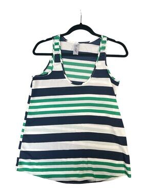 5th Culture Striped Racerback Tank Top | Royal Blue Green White | Size S